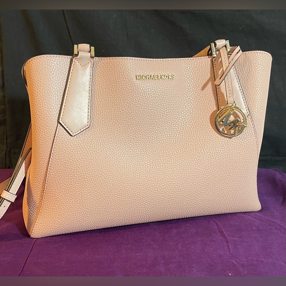 Michael Kors Kimberly Large Satchel Handbag Crossbody Blossom Pink - Picture 2 of 11